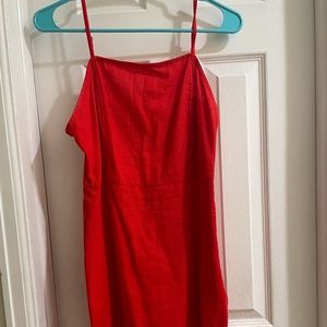 Red spaghetti strap dress